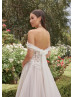 Detachable Straps Beaded Ivory Lace Tulle Wedding Dress